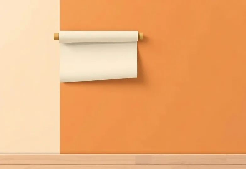 Pose de papier peint, rouleau et brosse à maroufler